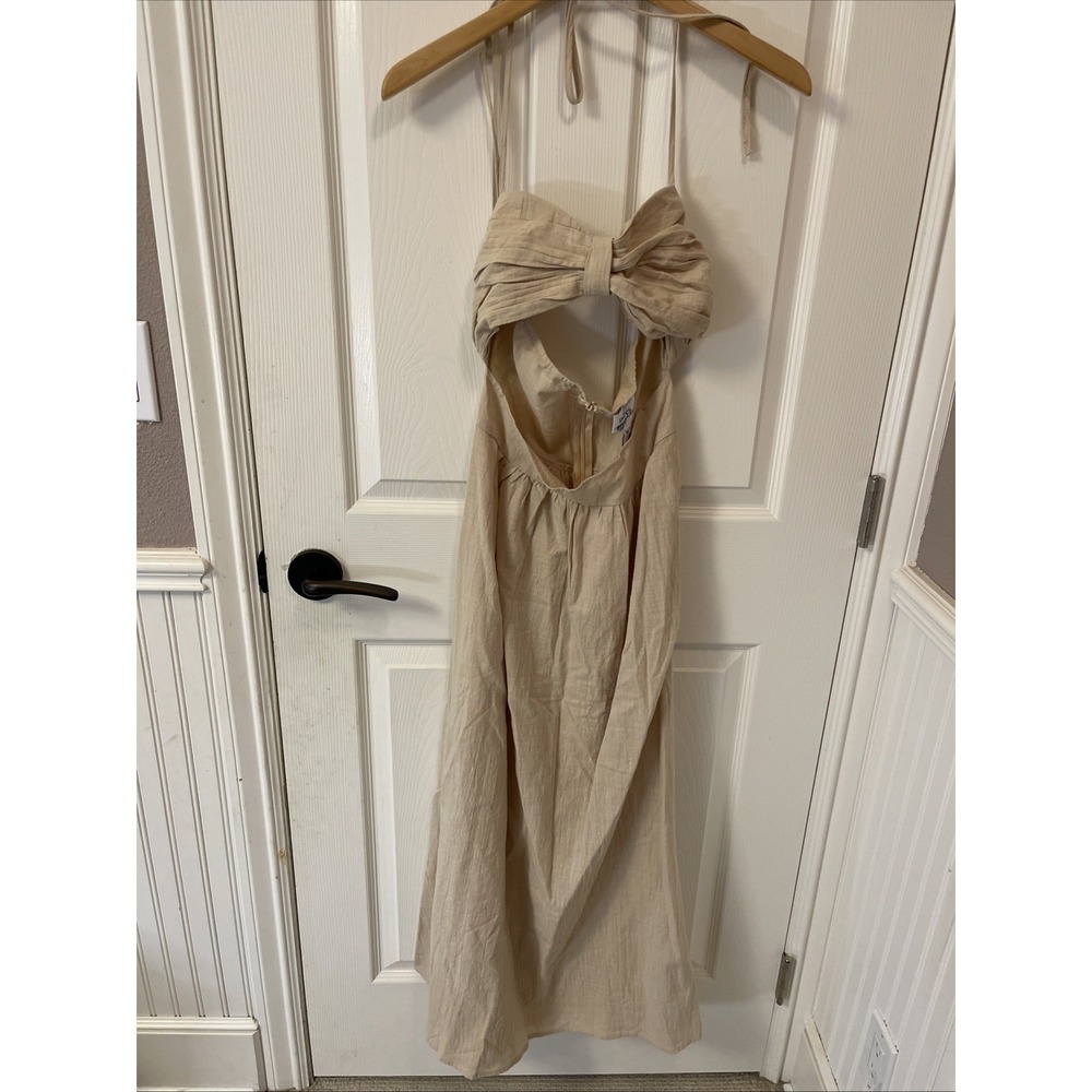 SNDYS Everyday Women's Medium Boat dress Cut Out Khaki Cotton Sundress